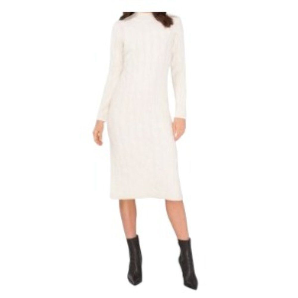 1 State Long Cabled Sweater Dress in Antique White XS NWT
